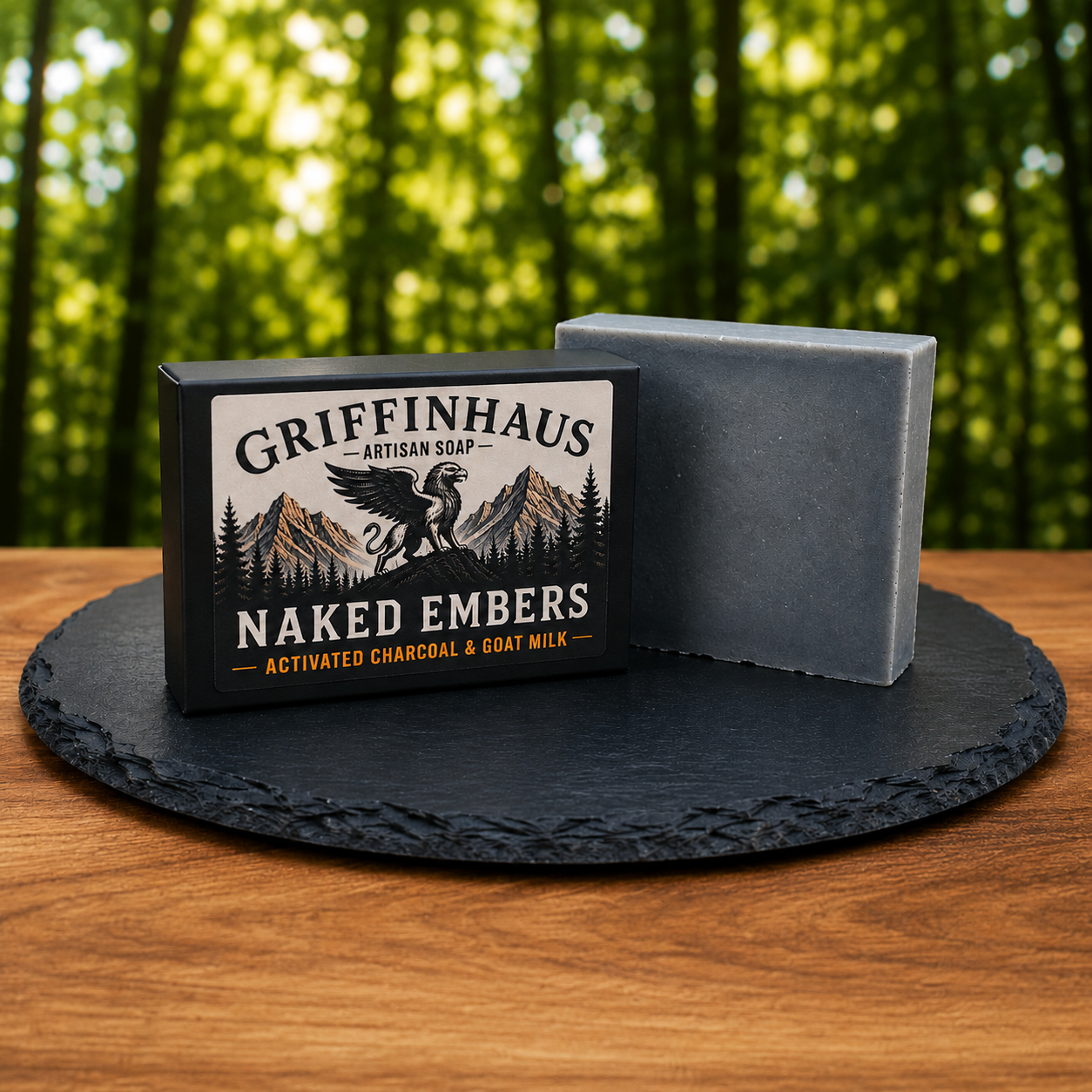 Activated Charcoal Tallow Soap Bar — Naked Embers | Unscented, Fragrance-Free