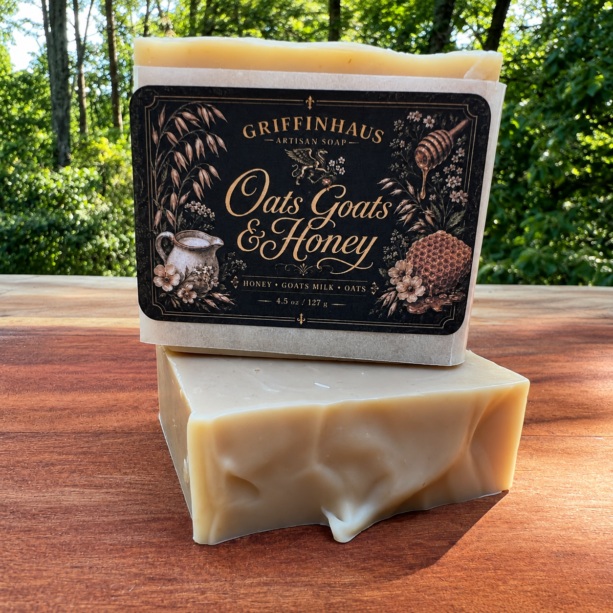 Goat Milk & Honey Oatmeal Soap Bar — Oats, Goats, and Honey | Handmade Natural Exfoliating Soap